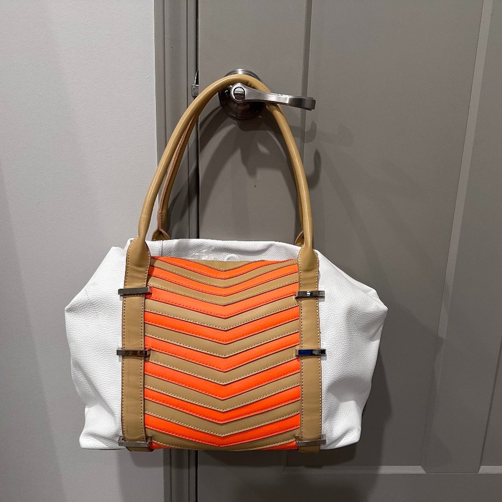 GX by Gwen Stefani Orange and White Chevron Bag
